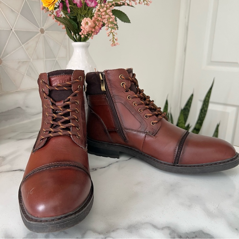 Arkbird Chelsea Leather Cognac Lace Up Oxford Chukka Shoes